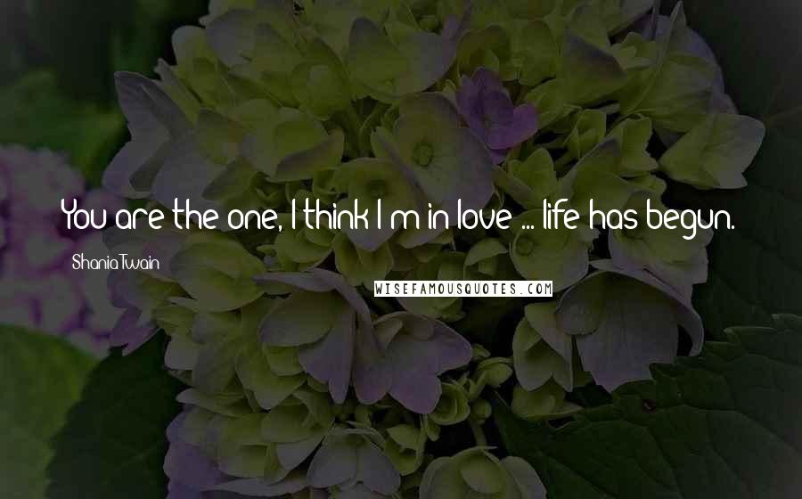 Shania Twain quotes: You are the one, I think I'm in love ... life has begun.