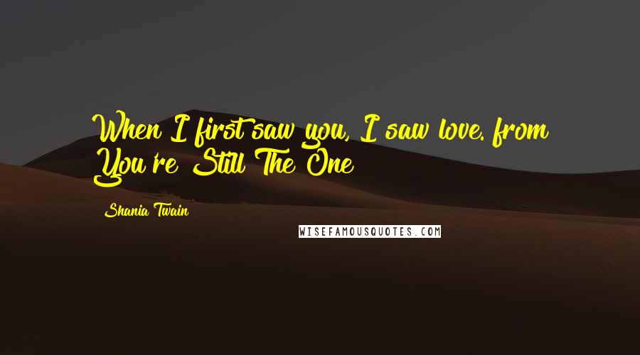Shania Twain quotes: When I first saw you, I saw love. from You're Still The One