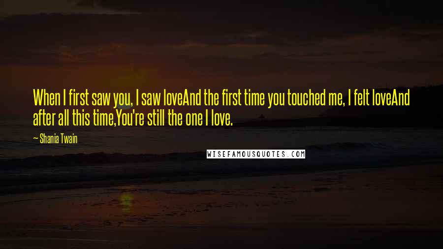 Shania Twain quotes: When I first saw you, I saw loveAnd the first time you touched me, I felt loveAnd after all this time,You're still the one I love.