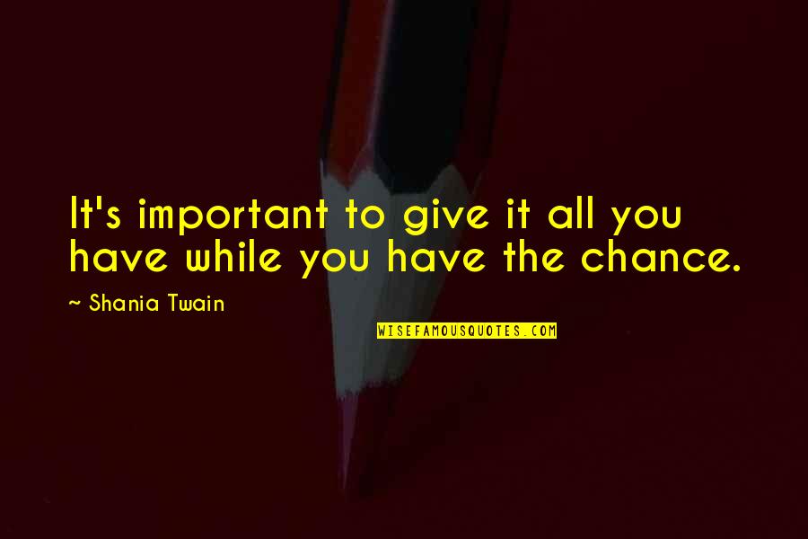 Shania Twain Quotes By Shania Twain: It's important to give it all you have