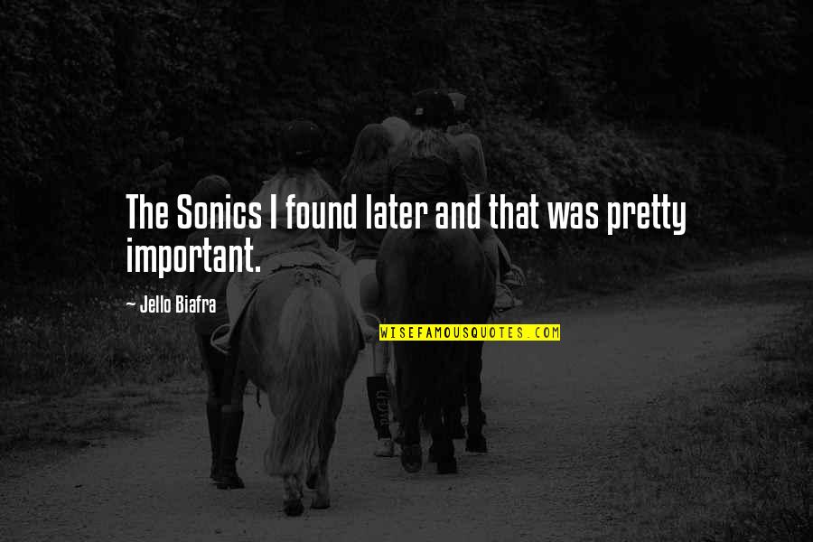 Shanice Jackson Quotes By Jello Biafra: The Sonics I found later and that was