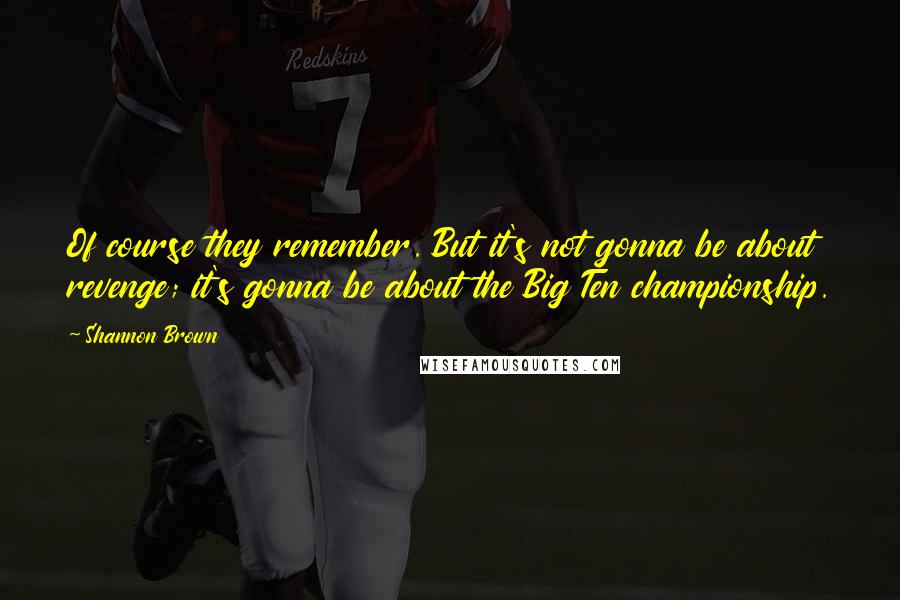 Shannon Brown quotes: Of course they remember. But it's not gonna be about revenge; it's gonna be about the Big Ten championship.