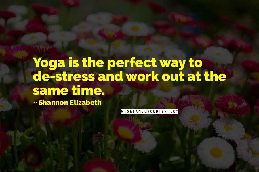 Shannon Elizabeth quotes: Yoga is the perfect way to de-stress and work out at the same time.