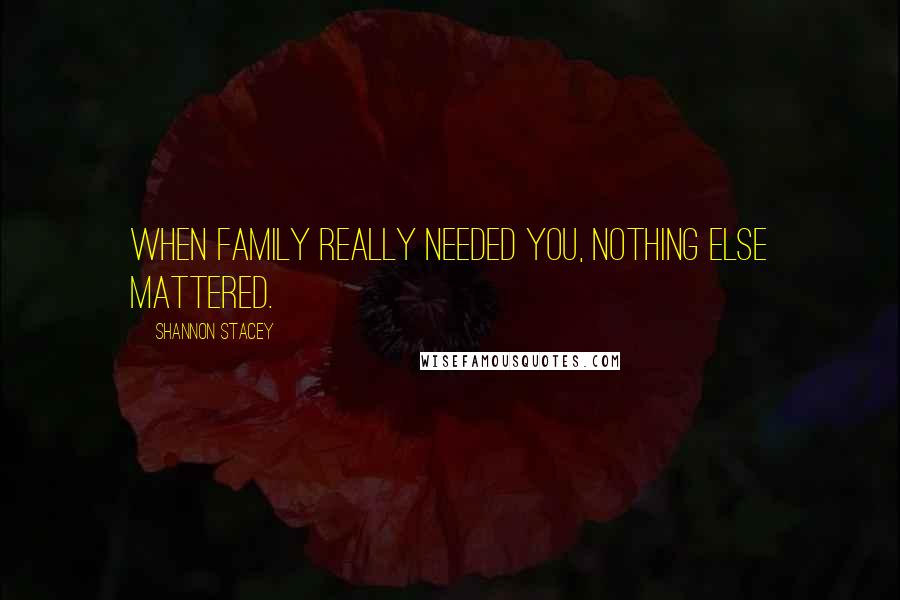 Shannon Stacey quotes: When family really needed you, nothing else mattered.