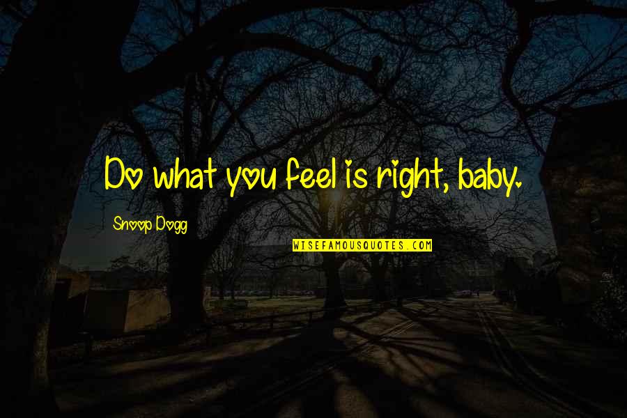 Shanthalokagama Quotes By Snoop Dogg: Do what you feel is right, baby.