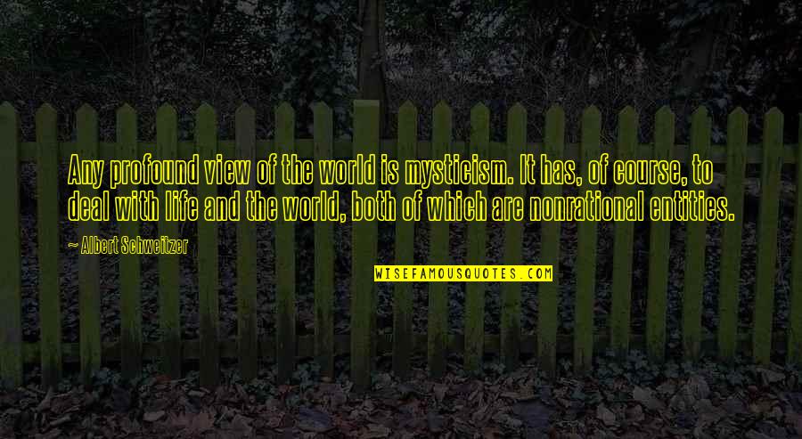 Shantideva Philosophy Quotes By Albert Schweitzer: Any profound view of the world is mysticism.
