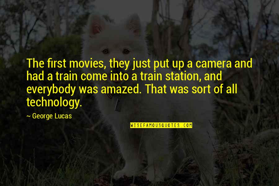 Shaper Quotes By George Lucas: The first movies, they just put up a Shaper Quotes By George Lucas: The first movies, they just put up a