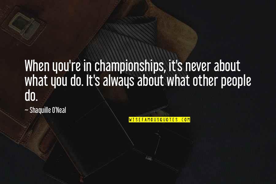 Shaquille Quotes By Shaquille O'Neal: When you're in championships, it's never about what