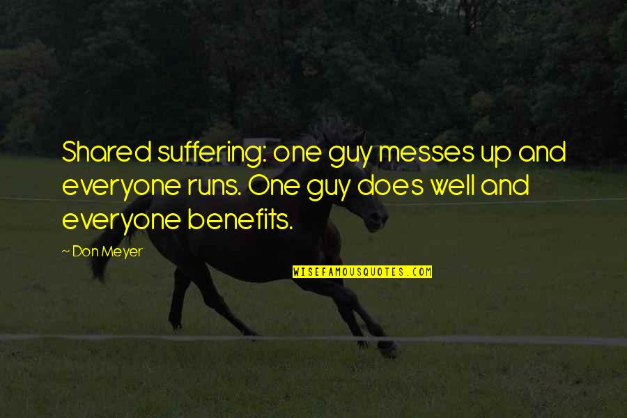 Sharecropper Synonyms Quotes By Don Meyer: Shared suffering: one guy messes up and everyone