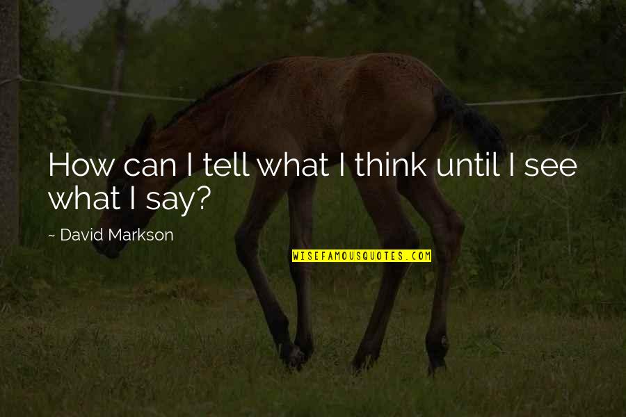 Sharese Music Quotes By David Markson: How can I tell what I think until Sharese Music Quotes By David Markson: How can I tell what I think until