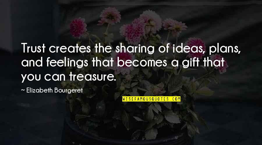 Sharing Feelings Quotes By Elizabeth Bourgeret: Trust creates the sharing of ideas, plans, and Sharing Feelings Quotes By Elizabeth Bourgeret: Trust creates the sharing of ideas, plans, and