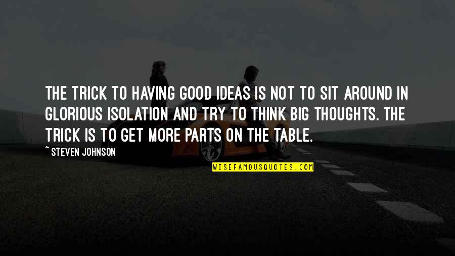 Sharing Food With Friends Quotes By Steven Johnson: The trick to having good ideas is not