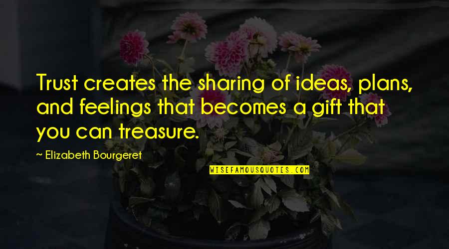 Sharing Ideas Quotes By Elizabeth Bourgeret: Trust creates the sharing of ideas, plans, and