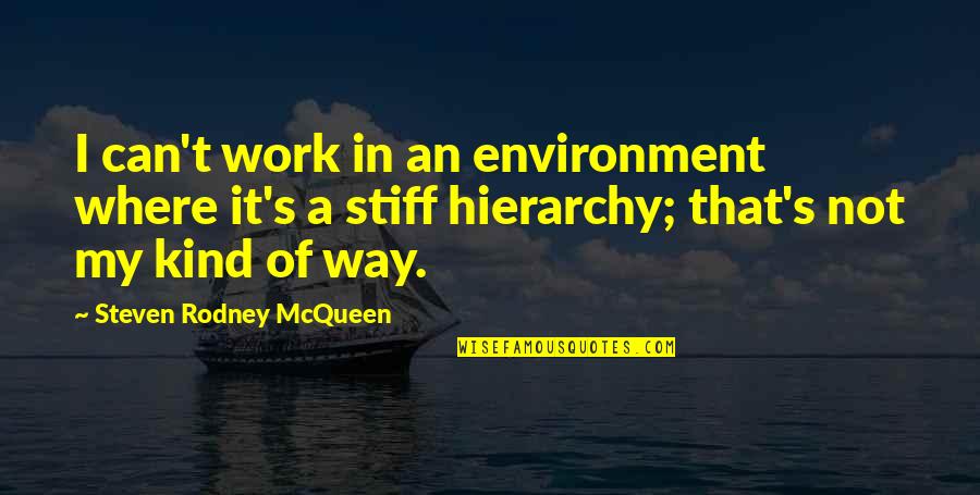 Sharira Quotes By Steven Rodney McQueen: I can't work in an environment where it's