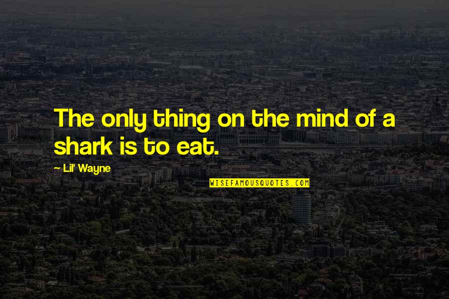 Shark Quotes By Lil' Wayne: The only thing on the mind of a