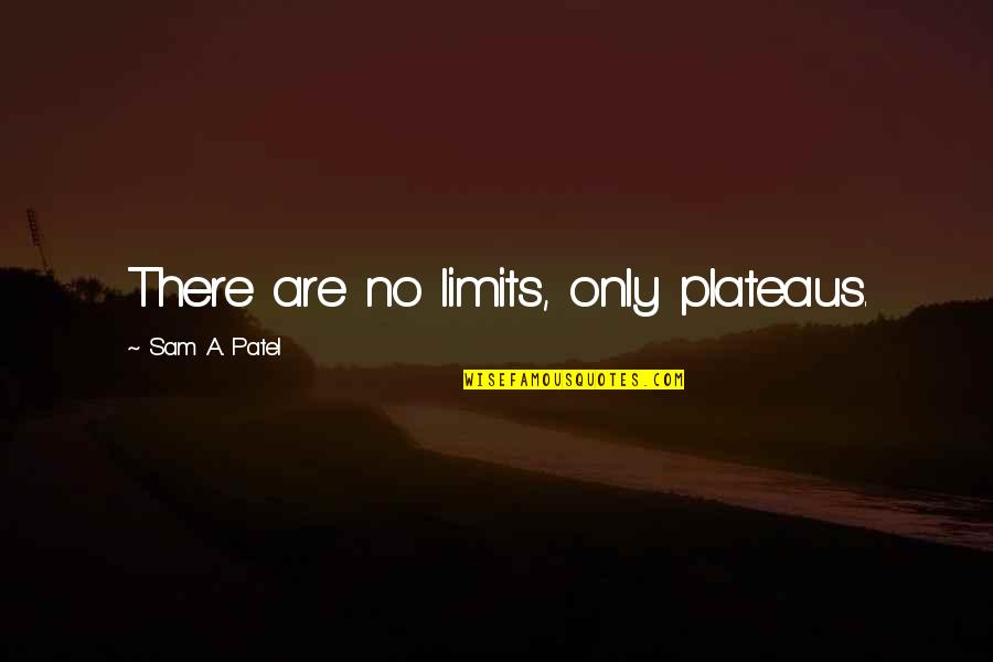 Sharking Quotes By Sam A. Patel: There are no limits, only plateaus. Sharking Quotes By Sam A. Patel: There are no limits, only plateaus.
