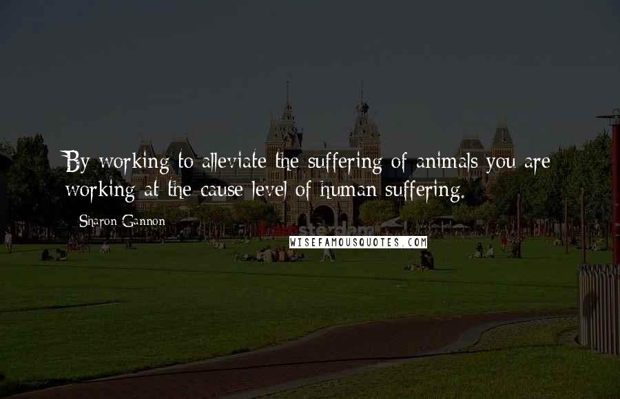 Sharon Gannon quotes: By working to alleviate the suffering of animals you are working at the cause level of human suffering.