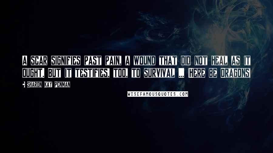 Sharon Kay Penman quotes: A scar signifies past pain, a wound that did not heal as it ought. But it testifies, too, to survival ... (Here be Dragons)