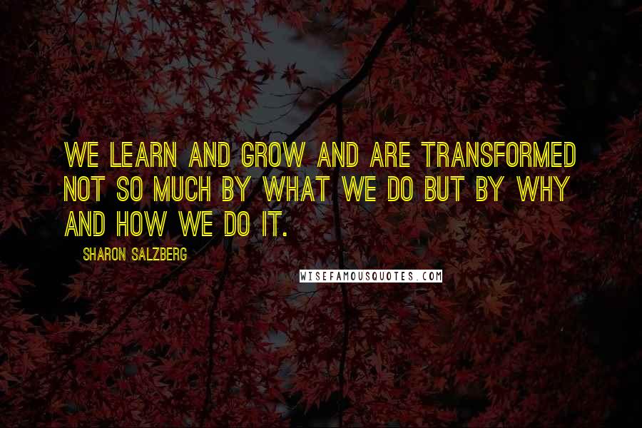 Sharon Salzberg quotes: We learn and grow and are transformed not so much by what we do but by why and how we do it.