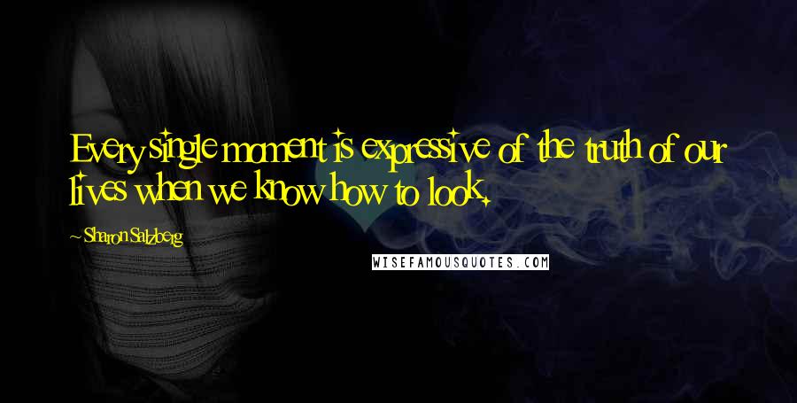 Sharon Salzberg quotes: Every single moment is expressive of the truth of our lives when we know how to look.