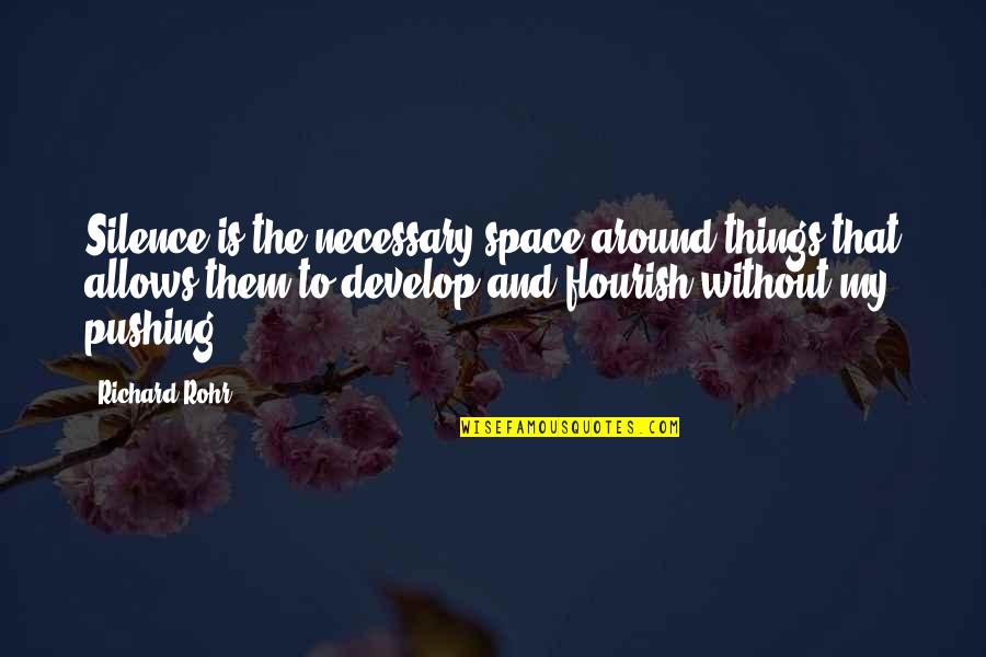 Sharonne Jackson Quotes By Richard Rohr: Silence is the necessary space around things that Sharonne Jackson Quotes By Richard Rohr: Silence is the necessary space around things that