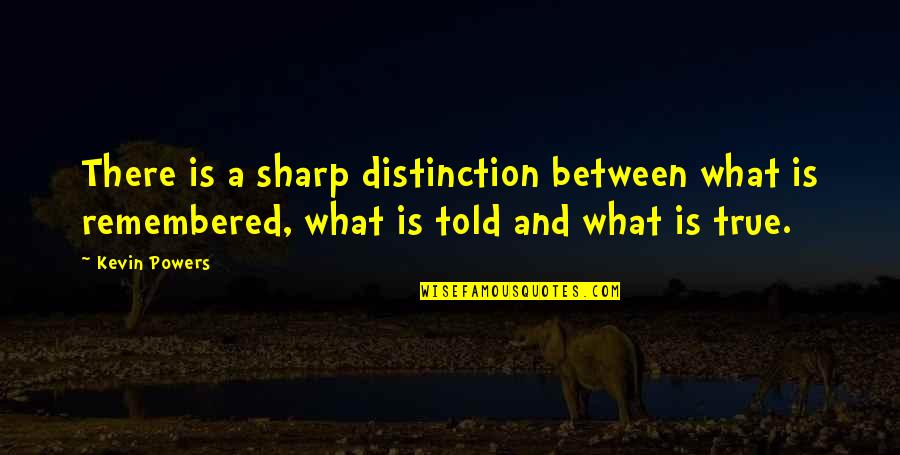Sharp Memory Quotes By Kevin Powers: There is a sharp distinction between what is Sharp Memory Quotes By Kevin Powers: There is a sharp distinction between what is