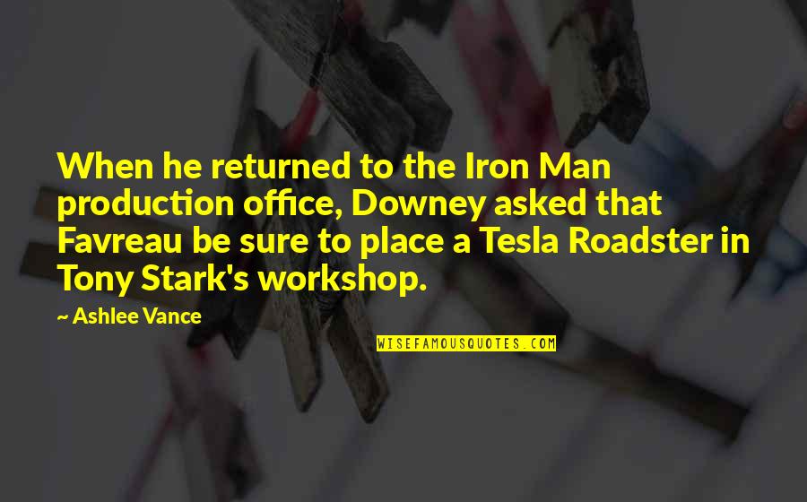 Sharpstein Quotes By Ashlee Vance: When he returned to the Iron Man production