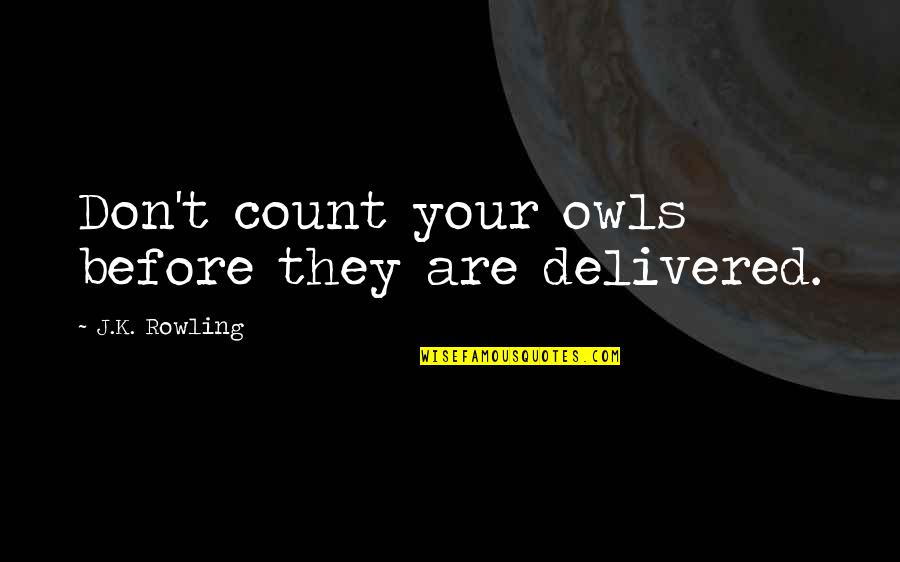 Sharry Mann Quotes By J.K. Rowling: Don't count your owls before they are delivered. Sharry Mann Quotes By J.K. Rowling: Don't count your owls before they are delivered.