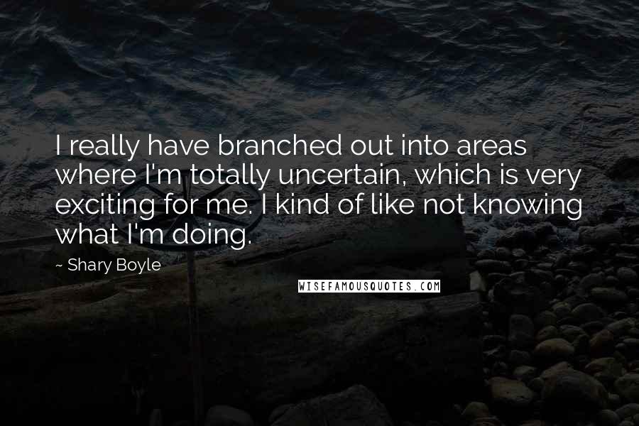 Shary Boyle quotes: I really have branched out into areas where I'm totally uncertain, which is very exciting for me. I kind of like not knowing what I'm doing.