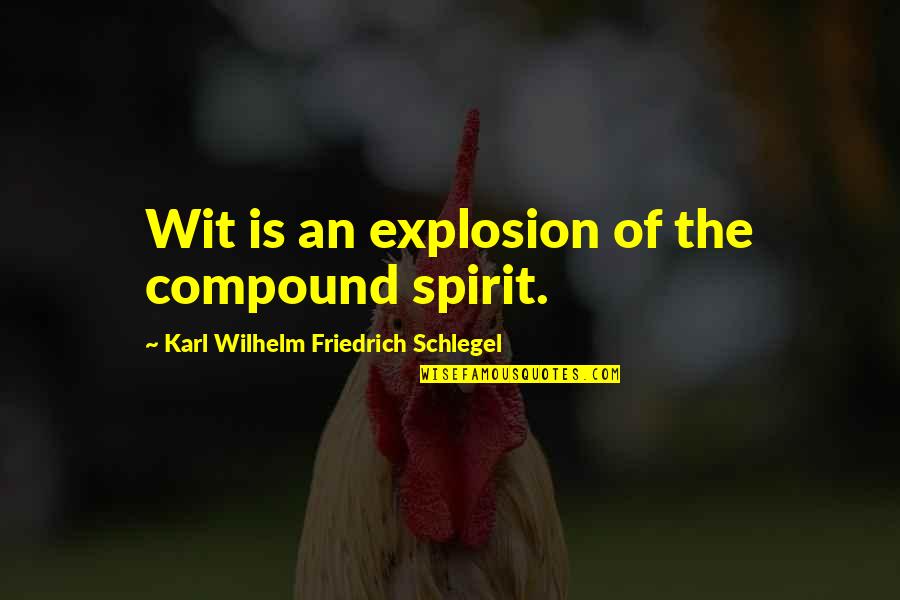 Sharyl Attkisson Quotes By Karl Wilhelm Friedrich Schlegel: Wit is an explosion of the compound spirit.