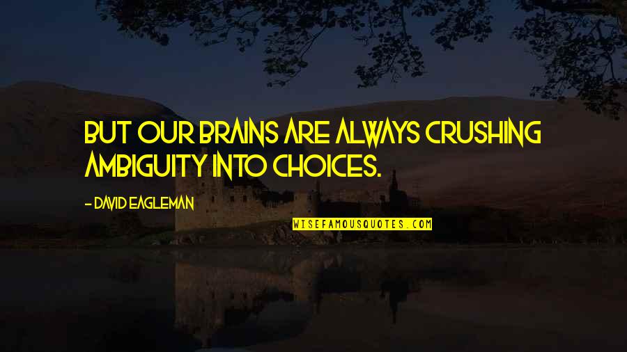 Shashamane News Quotes By David Eagleman: But our brains are always crushing ambiguity into