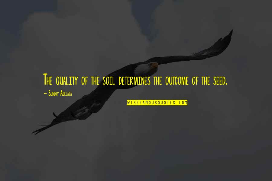Shatter Me Juliette And Adam Quotes By Sunday Adelaja: The quality of the soil determines the outcome
