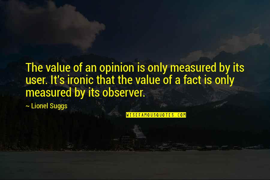 Shatteringly Crisp Quotes By Lionel Suggs: The value of an opinion is only measured