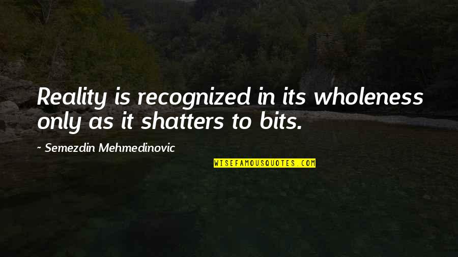Shatters Quotes By Semezdin Mehmedinovic: Reality is recognized in its wholeness only as
