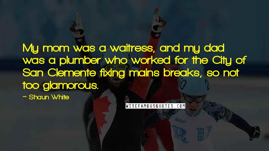 Shaun White quotes: My mom was a waitress, and my dad was a plumber who worked for the City of San Clemente fixing mains breaks, so not too glamorous.