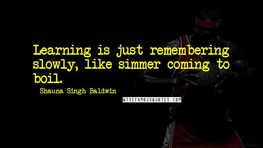 Shauna Singh Baldwin quotes: Learning is just remembering slowly, like simmer coming to boil.