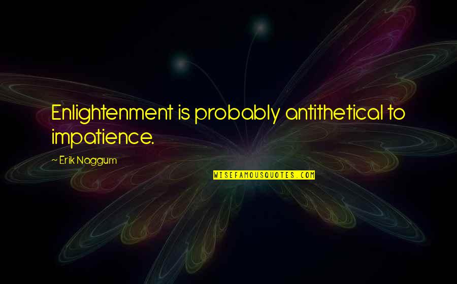 Shavit Capital Quotes By Erik Naggum: Enlightenment is probably antithetical to impatience.