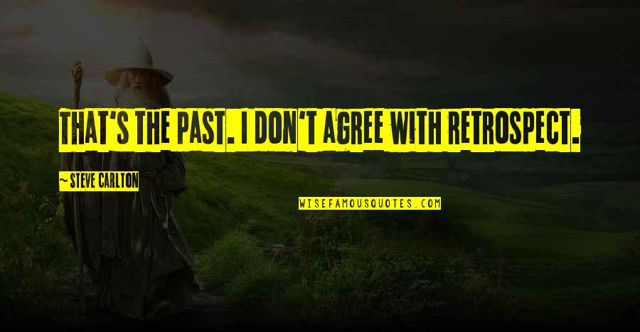 Shawkat Alia Quotes By Steve Carlton: That's the past. I don't agree with retrospect. Shawkat Alia Quotes By Steve Carlton: That's the past. I don't agree with retrospect.