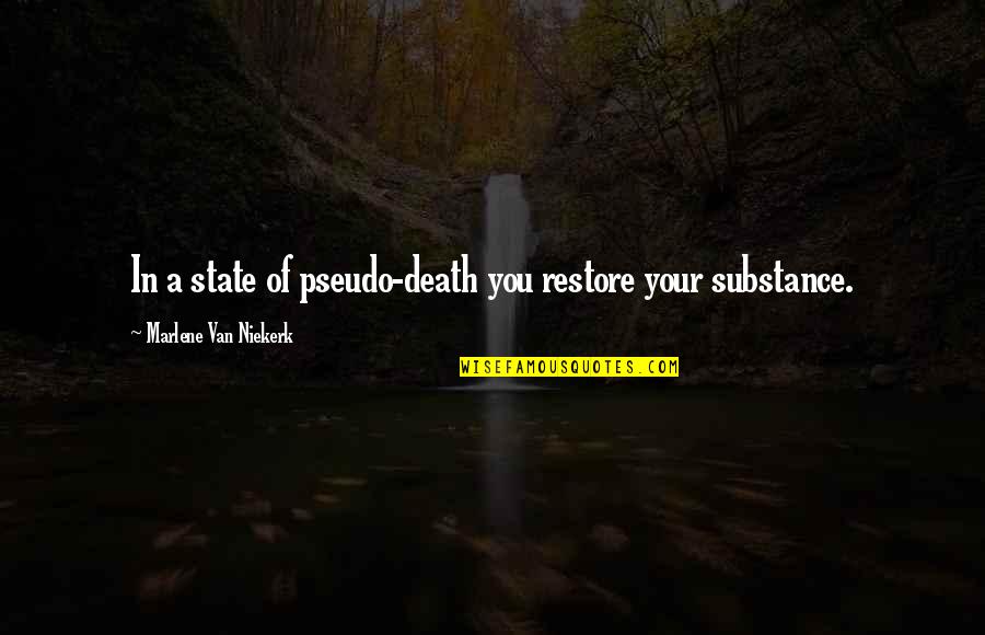Shawki Web Quotes By Marlene Van Niekerk: In a state of pseudo-death you restore your Shawki Web Quotes By Marlene Van Niekerk: In a state of pseudo-death you restore your