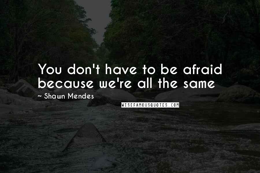 Shawn Mendes quotes: You don't have to be afraid because we're all the same