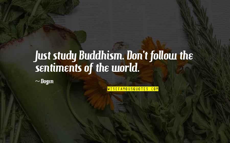 Shawneen Keck Quotes By Dogen: Just study Buddhism. Don't follow the sentiments of