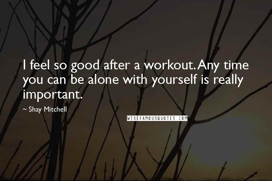 Shay Mitchell quotes: I feel so good after a workout. Any time you can be alone with yourself is really important.