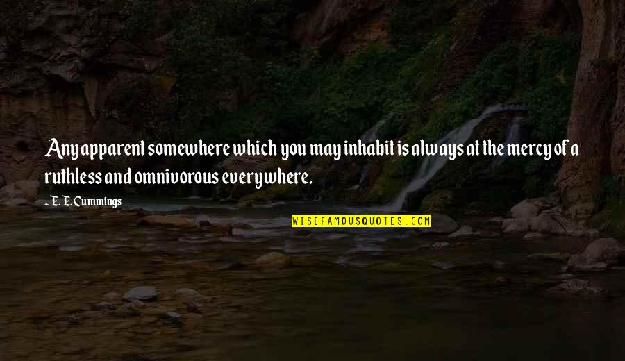 Shay Patrick Cormac Quotes By E. E. Cummings: Any apparent somewhere which you may inhabit is