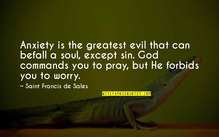 Shayk Quotes By Saint Francis De Sales: Anxiety is the greatest evil that can befall