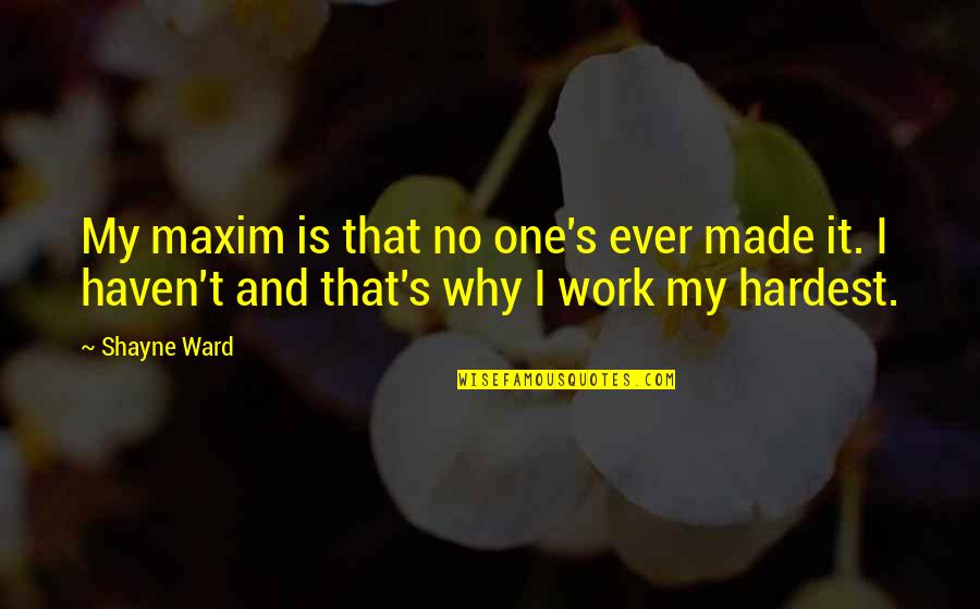 Shayne Quotes By Shayne Ward: My maxim is that no one's ever made
