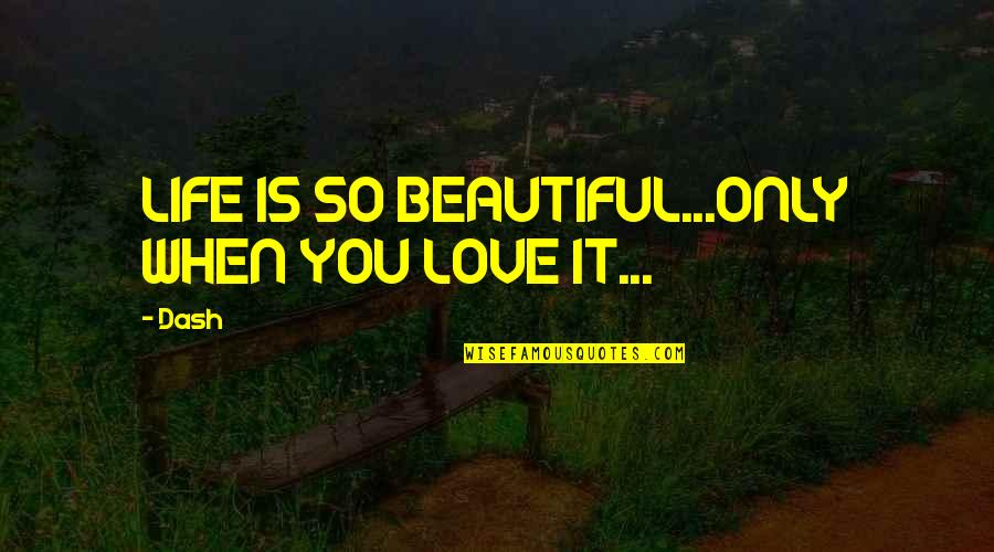 Shayne Smith Quotes By Dash: LIFE IS SO BEAUTIFUL...ONLY WHEN YOU LOVE IT...