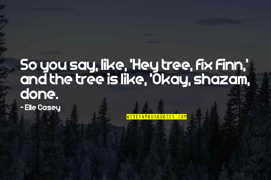 Shazam Quotes By Elle Casey: So you say, like, 'Hey tree, fix Finn,'