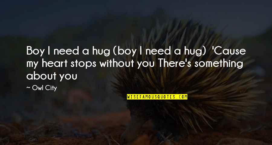 Shazan Foods Quotes By Owl City: Boy I need a hug (boy I need
