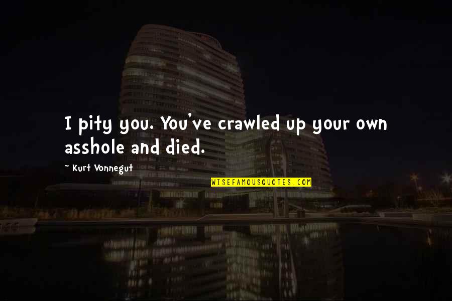 Shazandkiks Quotes By Kurt Vonnegut: I pity you. You've crawled up your own Shazandkiks Quotes By Kurt Vonnegut: I pity you. You've crawled up your own