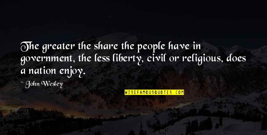 Shazer Quotes By John Wesley: The greater the share the people have in